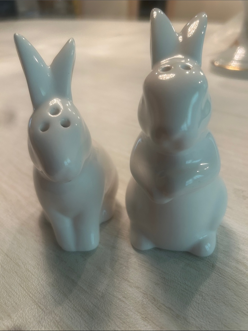 White Ceramic Bunny Salt and Pepper Shakers